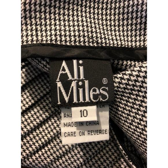 Ali Miles Preppy Academia Houndstooth Black White Drop Waist Pleated Skirt - Picture 6 of 8